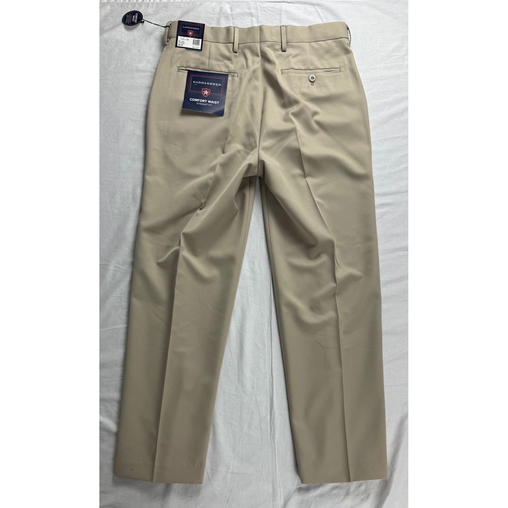 Saddlebred Mens Comfort Waist Straight Fit Dress Pants Parchment Beige 34x30 NEW - Picture 16 of 16